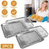 iMountek 2Pcs Air Fryer Basket Tray, 15.35x11.61in Stainless Steel, Non-Stick, Dishwasher Safe, Oven Pan silver - 3 of 4