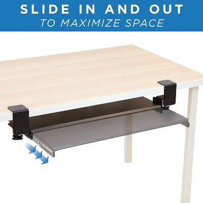 Adjustable Black Metal Clamp-On Keyboard Tray