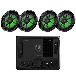 Wet Sounds WS-MC-20 Marine Radio with 2 Pairs Wet Sounds RECON 6-BG-RGB Recon Series 6.5" Coaxial speakers With Black XS Grille And Cone (Pair) - 1 of 4
