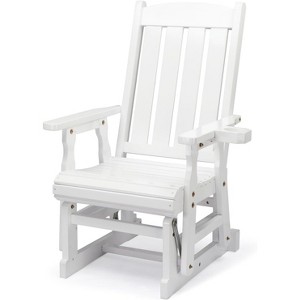 VINGLI Outdoor Glider Chair Wood Patio Glider with Cup Holder, Porch Glider with Smooth Rocking Mechanism - 1 of 4