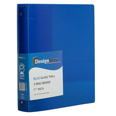 JAM Paper Heavy Duty 1.5" 3-Ring Flexible Poly Binder Blue Glass Twill 762T15BU