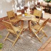 Tangkula 4 PCS Folding Patio Chairs w/ Inclined Backrest Teak Wood Outdoor Dining Chairs - 3 of 4