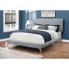 Monarch Specialties Bed Queen Size Platform Bedroom Frame Upholstered Linen Look Metal Legs Grey Chrome Contemporary Modern - 2 of 4