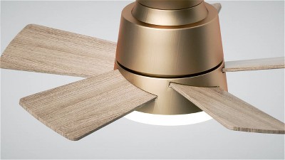 24" Brass Gold LED Flush Mount Ceiling Fan with Remote and Reversible Blades