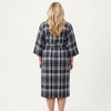 Anna-Kaci Lounge Women's PLus Size Plaid Long Robe with Brushed Texture Adjustable Waist Tie, and Three-Quarter Sleeves - 4 of 4