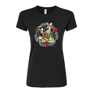 Women's - Disney - Christmas - Family In The Forest Juniors Fitted Graphic T-Shirt - 1 of 3