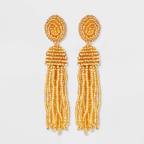 SUGARFIX by BaubleBar Polished Beaded Tassel Earrings - Gold