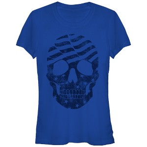 Juniors Womens Lost Gods American Flag Skull T-Shirt - 1 of 3
