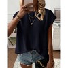 Womens Summer Cap Sleeve Tops Trendy Casual Crew Neck Knit Lightweight Sweater Pullover Top - 3 of 4