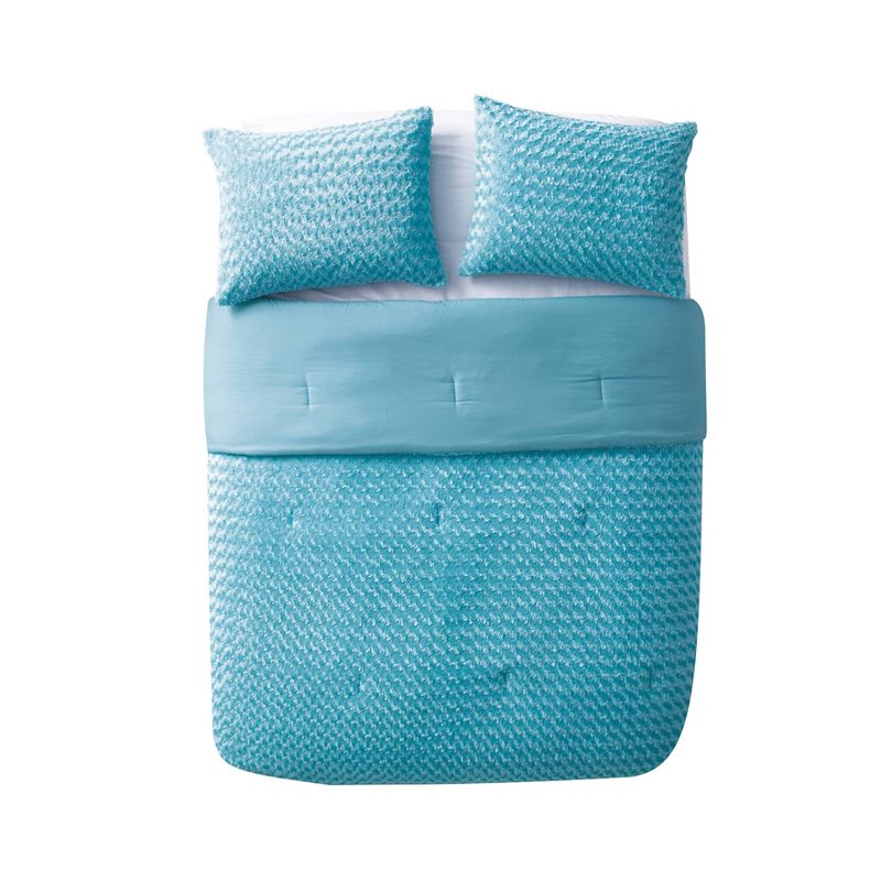 Full Rose Fur Kids&#39; Comforter Set Blue - VCNY, 4 of 6