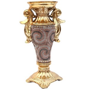 NicBex Ceramic Vase Home Decor with Chrome Crystal, Handles, Curved Leaf Pattern for Centerpieces for Dining Room, Living Room, Office - 1 of 4