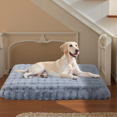 Artloge Plush Pet Bed Washable Dog Mat Crate Bed Anti-Slip Kennel Mattress Deluxe Sleeping Mat for Puppy & Large Dogs with Removable Cover