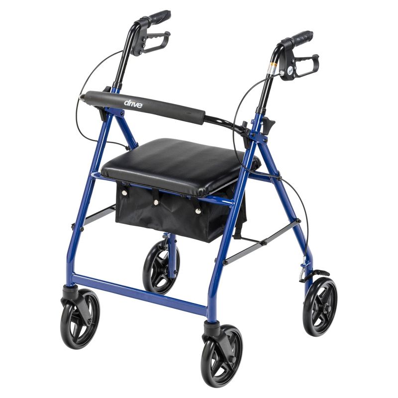 Drive Medical Aluminum Rollator with Fold Up and Removable Back Support and Padded Seat, Blue, 2 of 10