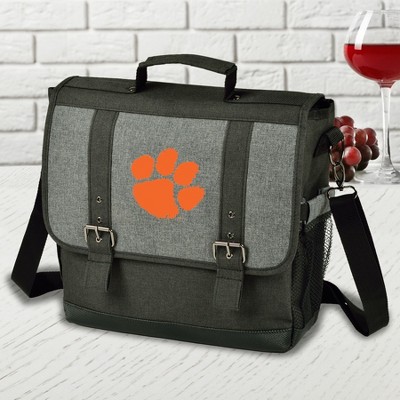 NCAA Clemson Tigers Insulated Wine & Cheese Set for 4 with Glasses, Bamboo Table & Corkscrew