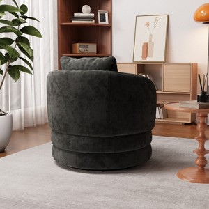 Hrinhom 30"W Swivel Barrel Accent Chair,Upholstered Armchair with Pillow - 1 of 4