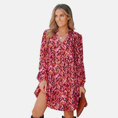 Women's Abstract Print V-Neck Dress - Cupshe