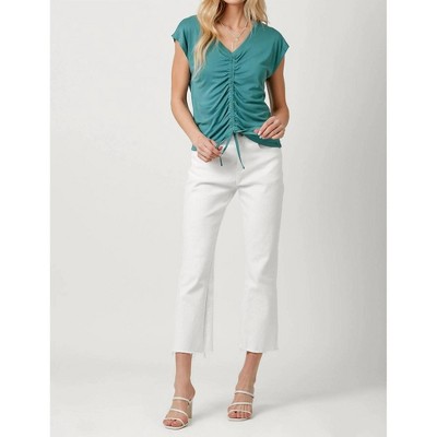Women's Drawstring Center Ruched Knit Top - mystree