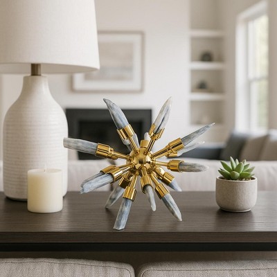 Decorative Crystal Starburst Statue for Home Decor - Stylish Sculpture Accent Perfect for Office, Shelf, and Living Room Decor