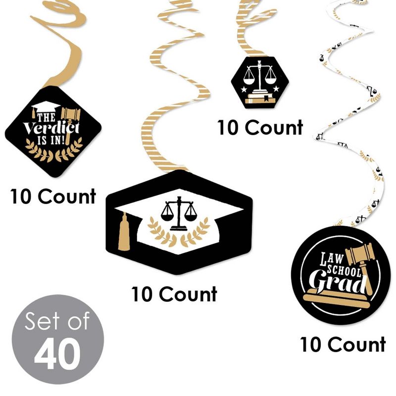Big Dot of Happiness Law School Graduation Decoratioins Hanging Swirls - Set of 40, 5 of 9