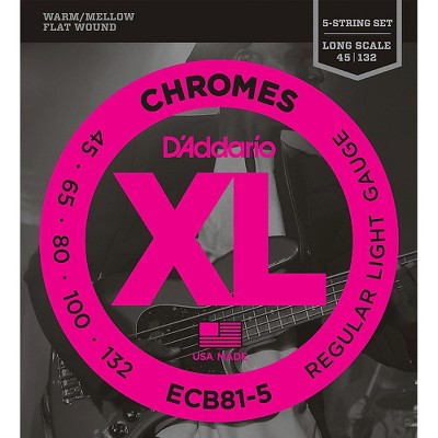 D'Addario ECB81-5 Chromes XL Flatwound Bass Strings - Light Gauge