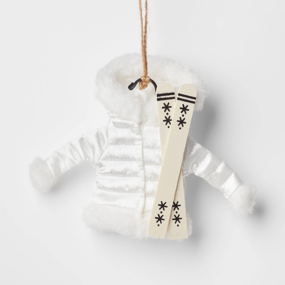 Fabric Ski Jacket and Skis Christmas Tree Ornament White - Wondershop™