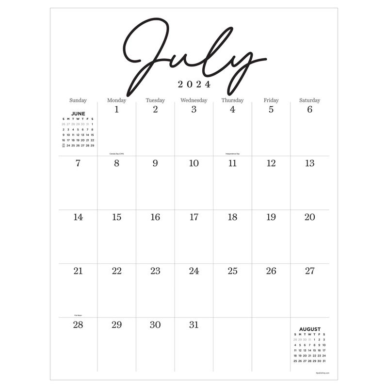 TF Publishing July 2024-June 2025 Monthly Wall Calendar 22&#34;x17&#34; Script, 1 of 5