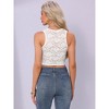 INSPIRE CHIC Women's Floral Lace Deep V Neck Sleeveless Sheer Cropped Cami Tank Tops - 3 of 4