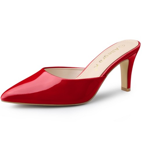 Red stiletto online mules