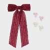 Large Bow and Small Hair Clips Set 5 pc - Wild Fable™ Burgundy - 2 of 4