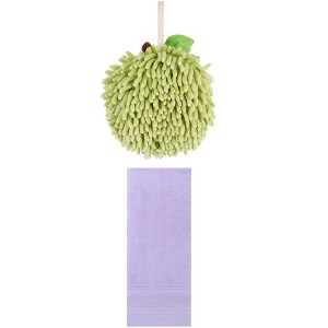 REGALWOVEN Solid Soft Absorbent Hand Towels for Bathroom Kitchen 14" x 30"/6" x 6" 2 Pcs - 1 of 4
