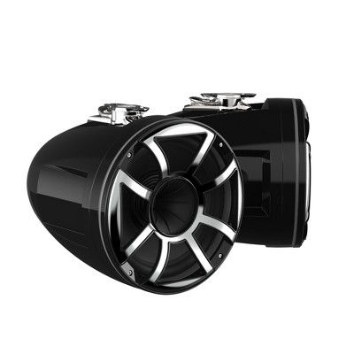 Wet Sounds REV 10 HD 10" Horn Loaded Compression Driver Tower Speakers with XS Grills & Swivel Surface Mounts, 300 Watts RMS, Black, Pair
