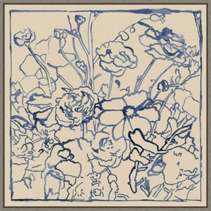 Amanti Art Indigo Floral Sketch II by Megan Meagher Canvas Wall Art Print Framed 22 x 22-in. - 1 of 4