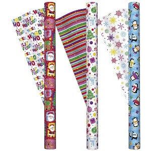 Kirkland 3 Roll Christmas Gift Wrap 270 sq ft Penguin/Snowman/Character - 1 of 3