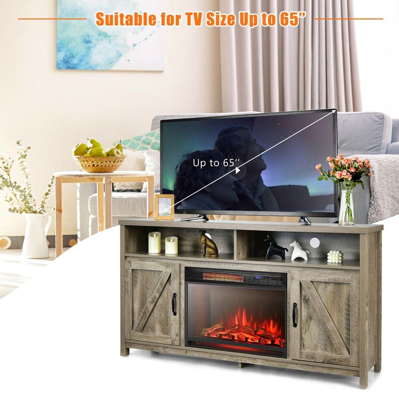 Costway 1350W Electric Fireplace Heater W/59'' Fireplace TV Stand, 5 of 11