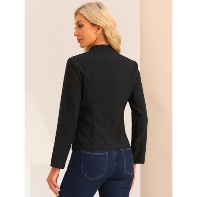 Allegra K Women's Long Sleeve Button Down Office Work Blazers Black Small — фото 3