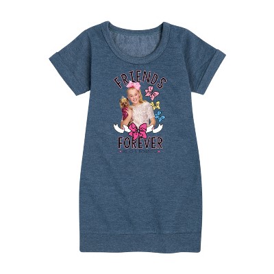 JoJo Siwa Friends Forever Graphic Short Sleeve Fleece Dress - Heather Navy - Small