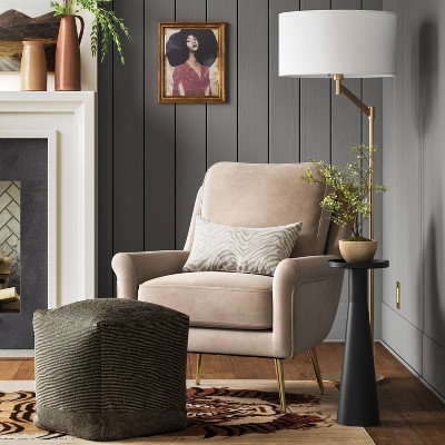 Hazel Stone Washed Canvas Pouf with Removable Fill Olive Green - Threshold™, image 2 of 6 slides