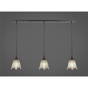 Toltec Lighting Any 3 - Light Chandelier in  Dark Granite with 7" Vanilla Leaf Shade - 1 of 1