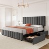 Queen Linen Upholstered Platform Bed Frame with 4 Storage Drawers, Adjustable Headboard - 3 of 4