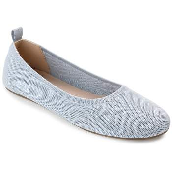 Journee Collection Womens Jersie Knit Foldable Round Toe Slip On Flats