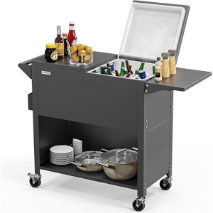 VINGLI 80qt Rolling Ice Chest on Wheels, Patio Cooler Bar Drink Cooler Cart, Beverage Pool with Bottle Opener,Water Pipe - 1 of 4