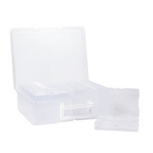 Bright Creations 17 Pieces Photo Storage Box Organizer, 1 Container for 4x6 Pictures with 16 Inner Cases, Clear - 1 of 4