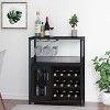homfan Wine Bar Cabinet with Drawer and Storage Shelves, Bar Cabinet with Glass Holder, Small Sideboard and Buffet Mesh Door for Liquor and Glasses - 4 of 4