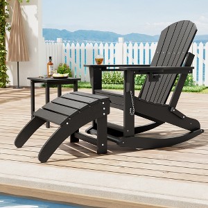 Ottoman for Adirondack Chair, HDPE Adirondack Ottoman Footrest, Weather Resistance Outdoor Footstool for Outside Porch Pool Lawn Backyard - 1 of 4
