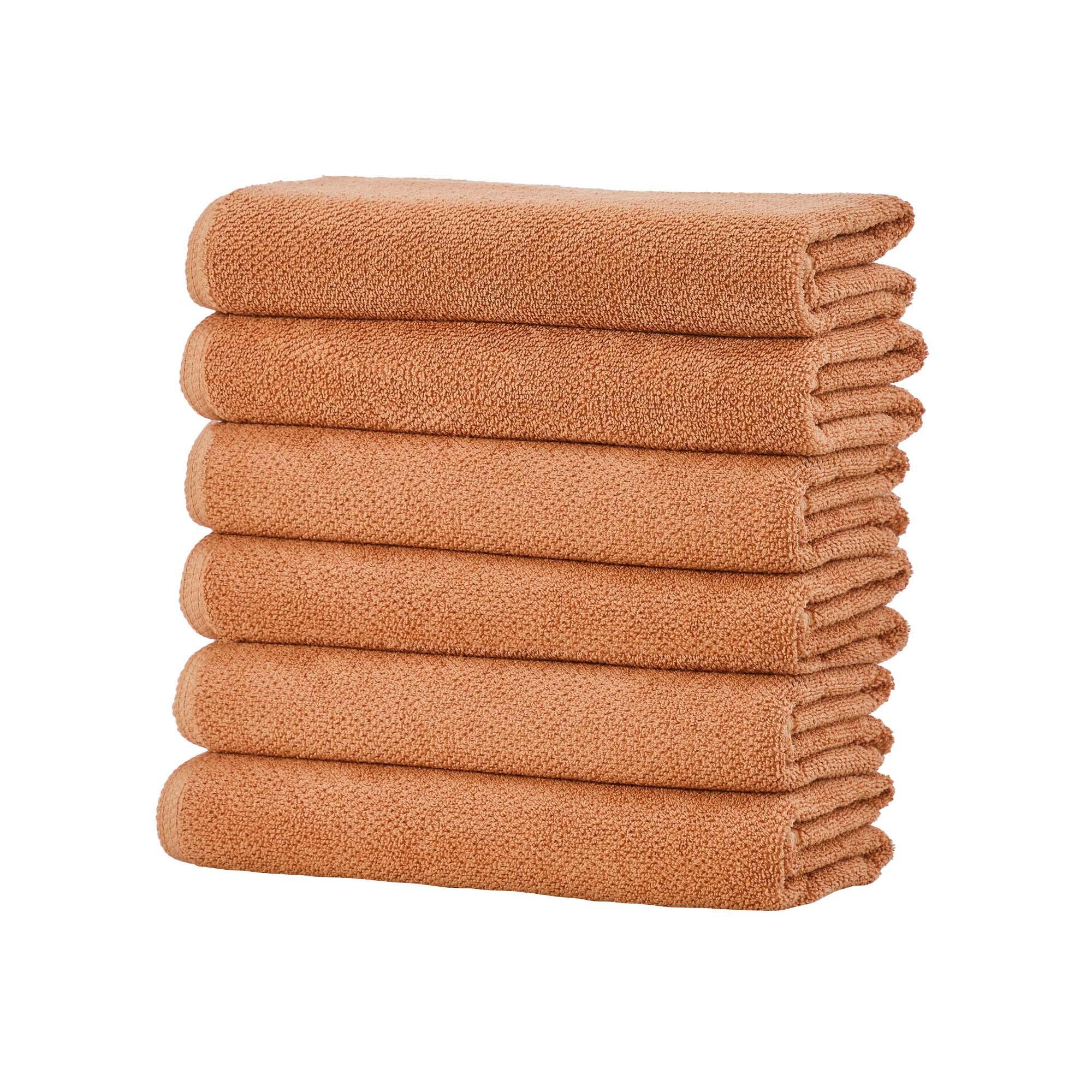 Cotton Quick Dry Loop Textured Bath Towel - Great Bay Home (Clay, Hand Towel - Set of 6)