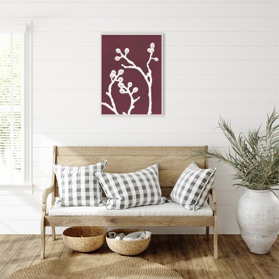 Eastern-Inspired Minimalist Plum Canvas Framed Wall Art 23 x 30