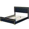 CAVINAS Queen Bed Frame with Pull Point Headboard and Queen Bed Metal Wire Frame at The Head and Foot of The Bed, Metal Feet, Velvet, beige - 4 of 4