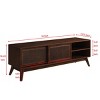 59'' Mid Century Modern Rattan TV Stand for 65 Inch TV, Media  Console with Sliding Doors for Living Room-3irtyhousy - 4 of 4