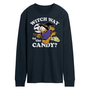 Men's - Garfield - Witch Way To The Candy Long Sleeve Graphic T-Shirt - 1 of 4