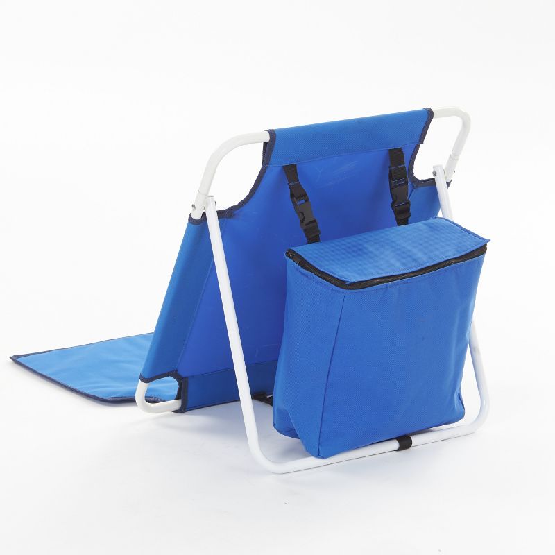 The Lakeside Collection Folding Beach Chair with Cooler - Blue, 2 of 5